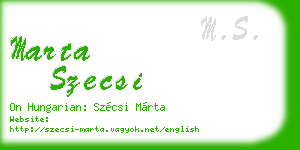 marta szecsi business card